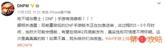 DNF手游明年2月份会上线吗 DNF手游