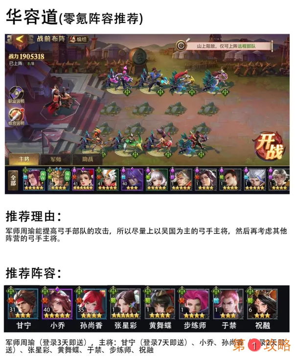 少年三国志零华容道攻略 华容道阵