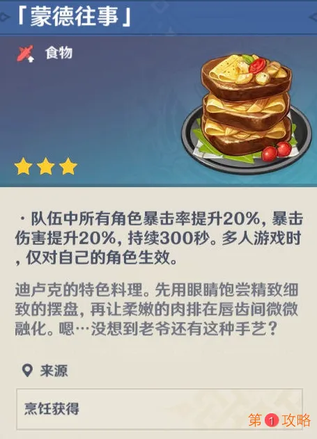 原神角色特殊料理介绍