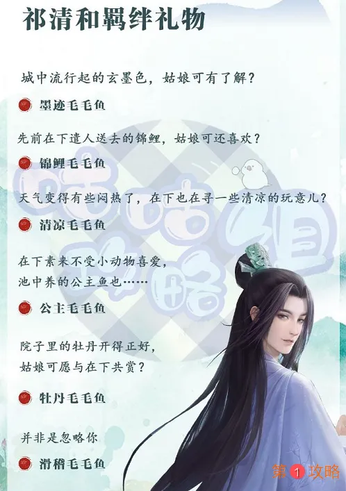 灵猫传祁清和羁绊礼物攻略大全