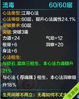 天涯明月刀流毒心法属性大全 侧重