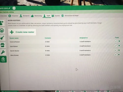 过山车之星work roster怎么用 work