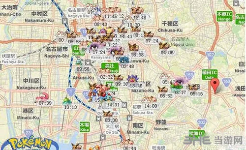 精灵宝可梦GO日本名古屋精灵分布图(gonglue1.com)