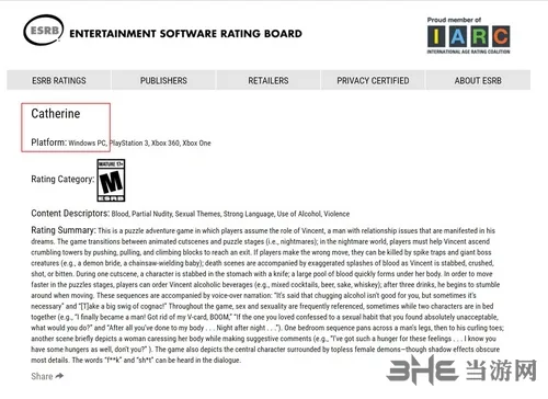 凯瑟琳ESRB分级图片(gonglue1.com)