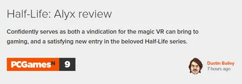 《半条命：Alyx》各媒体评分(gonglue1.com)