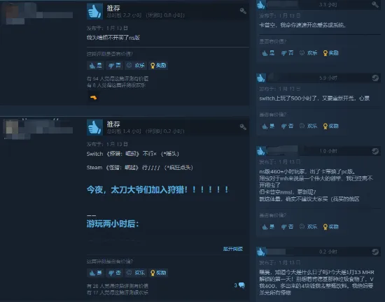 怪物猎人崛起Steam玩家评论截图1(gonglue1.com)