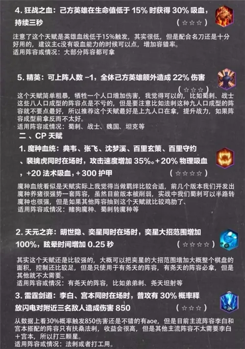 王者荣耀王者模拟战A级天赋解析 A级天赋适用阵容一览