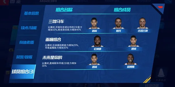 NBA篮球大师邓肯技能介绍 邓肯组合一览