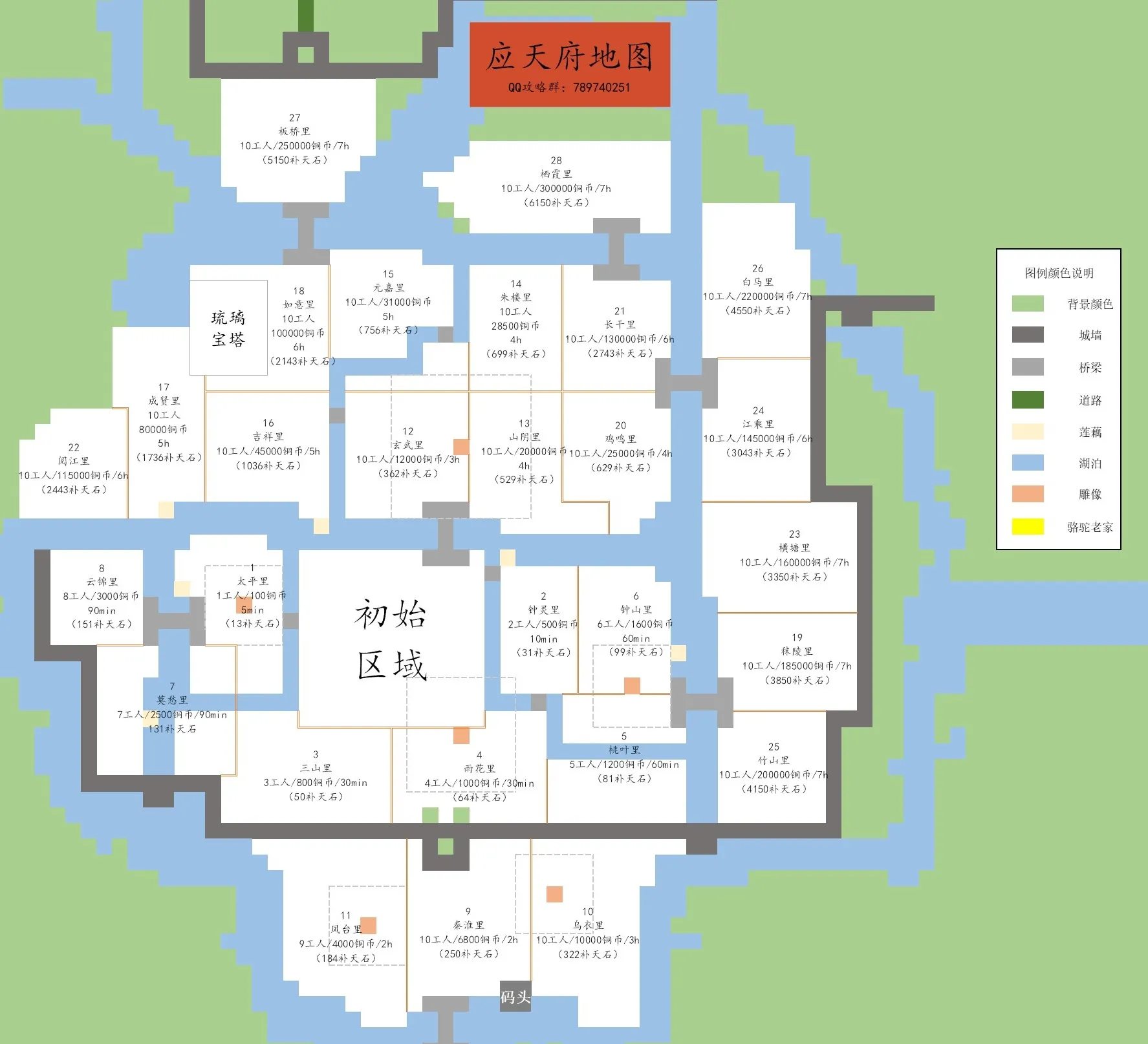 江南百景图应天府地图一览 应天府地图设施与雕像说明