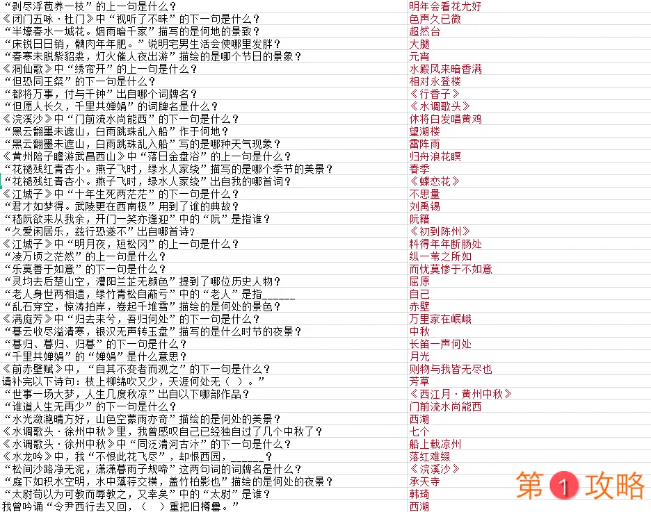 墨魂苏澈联诗答案大全 苏澈联诗攻