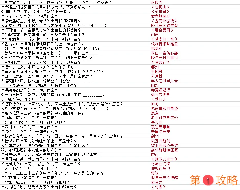 墨魂杜甫联诗题库答案大全 杜甫联诗攻略汇总