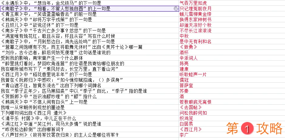 墨魂辛弃疾联诗答案大全 辛弃疾联